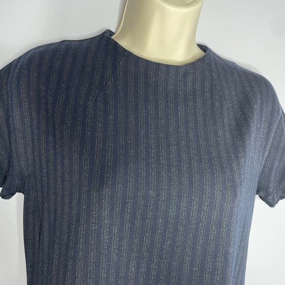 Theory Dolman Short Sleeve Shift Dress Pale Stripe Knit Short Sleeve Career M - Picture 5 of 10